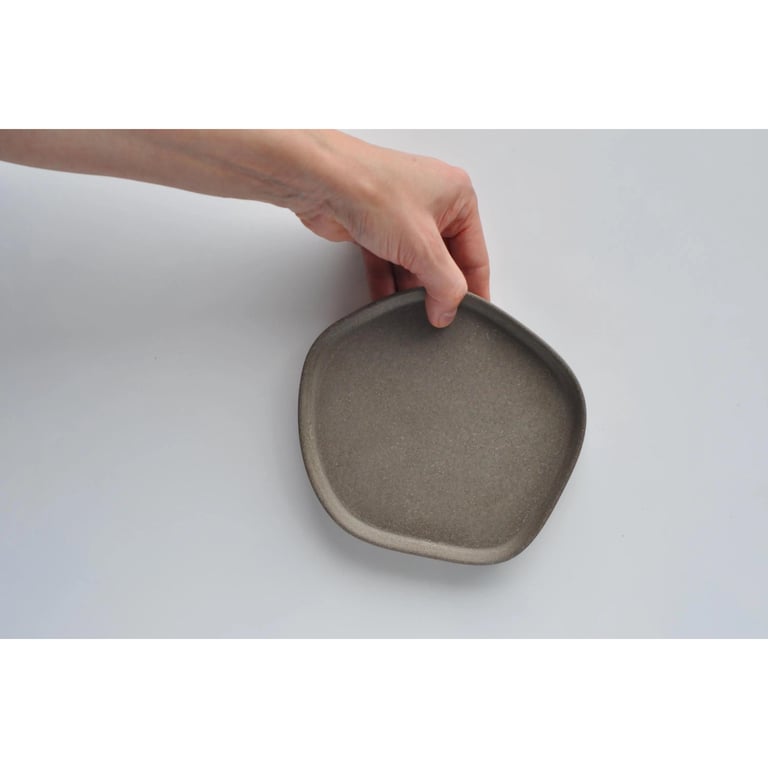Small Concrete Tray: Modern Irregular Minimalist Catchall Plate - Grey