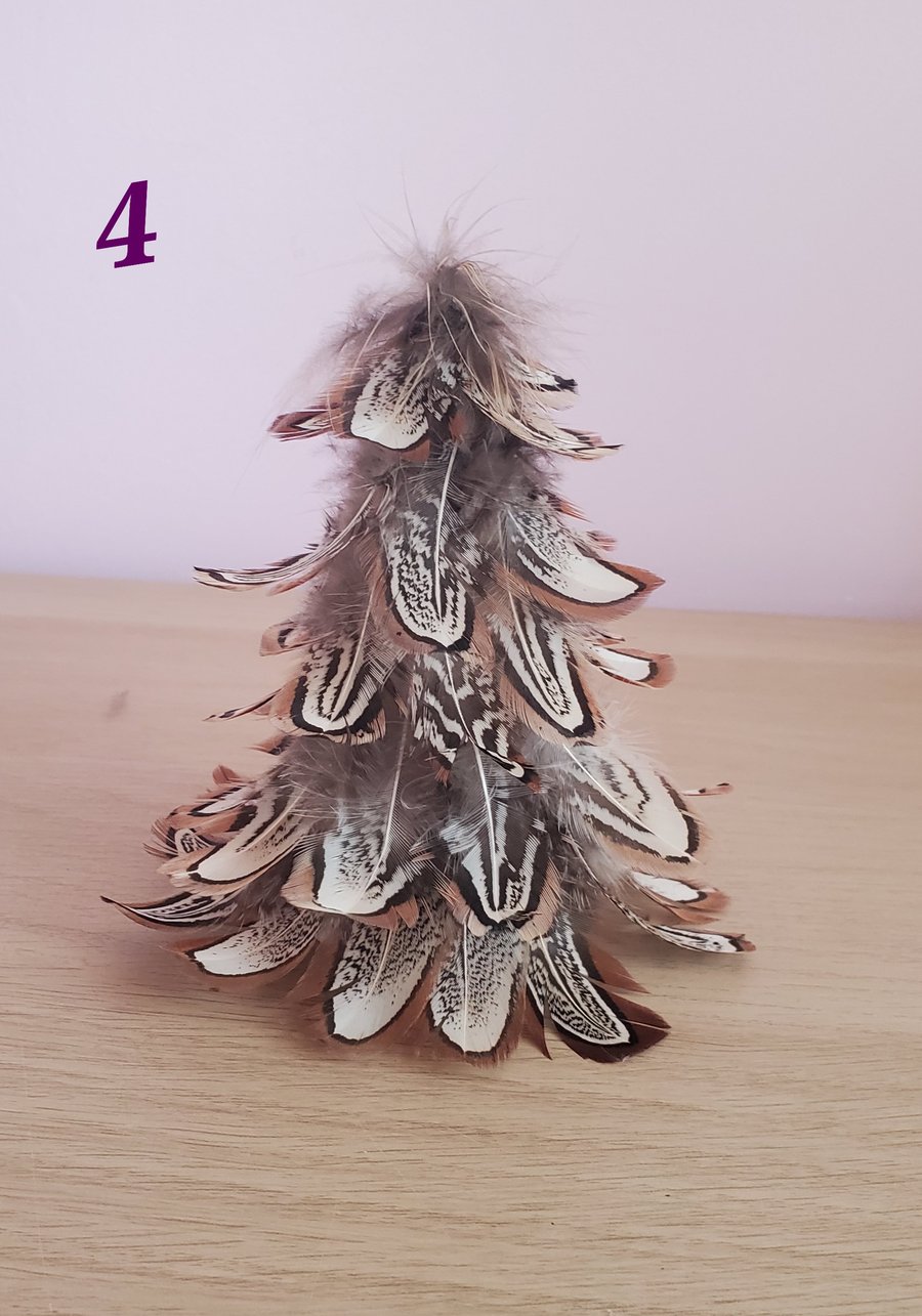 Christmas feather decorations single tree 12cm tall