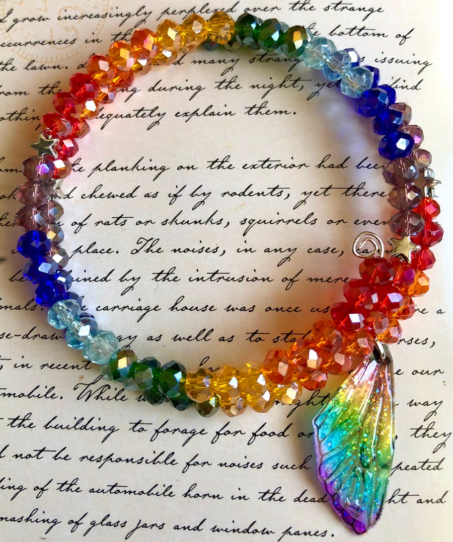 Rainbow Star Fairy Wing Beaded Bracelet