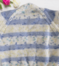Hand Knitted Baby Cardigan, Blue and Cream V-Neck, 6-12 Months - Image 7