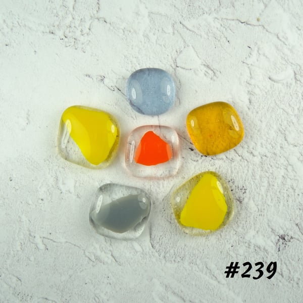 Bag of mixed colours art glass cabochons, for jewellery making, crafting (239)