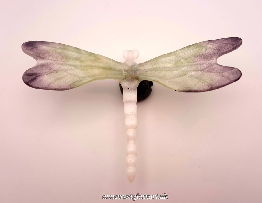 Handmade Fused Glass Dragonfly Garden Stake “Diana “