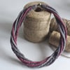 The Small Twist: felted cord necklace in shades of grey and deep pinks