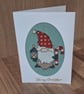 Handmade Cross Stitch Christmas Gonk Card with Lantern & Candy Cane – 6 x 4 Inch - Image 2