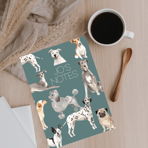 Dog Notebook, A6 Lined Pages personalised notebook