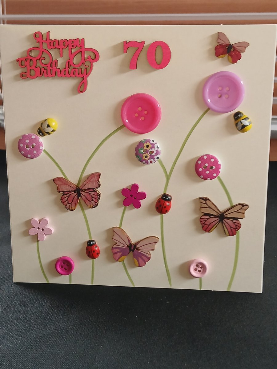 Handmade 70th birthday card 