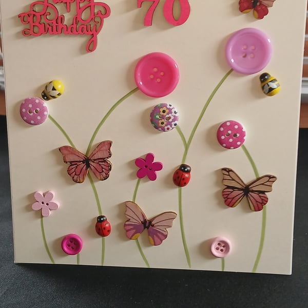 Handmade 70th birthday card 