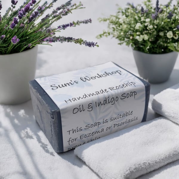 Handmade Rosehip Oil & Indigo Soap