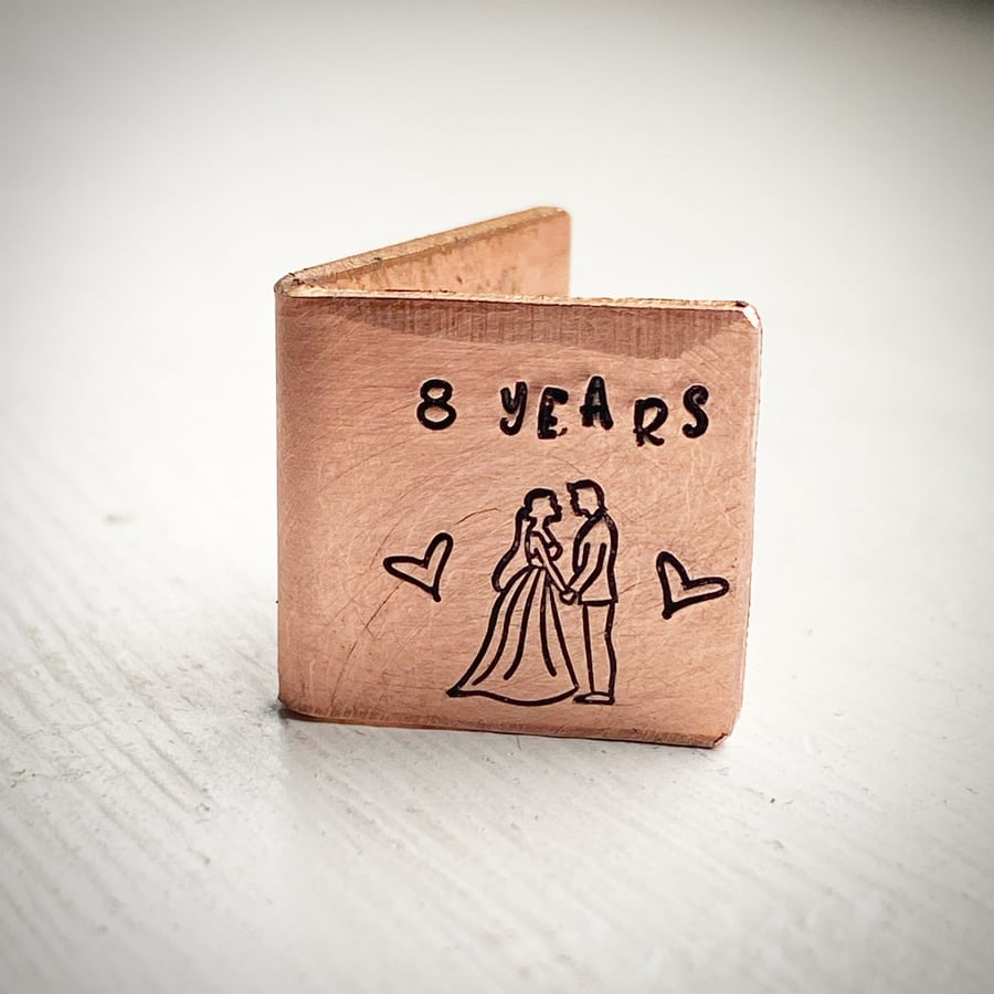 Personalised 8 year bronze wedding anniversary miniature card