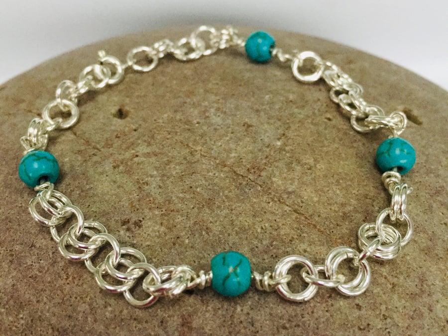 Sterling Silver Turquenite Bracelet