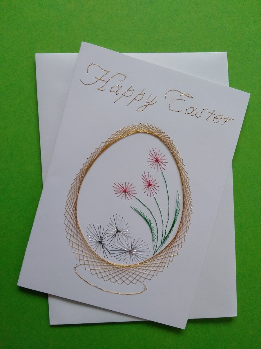 Easter Egg Card. Hand Embroidered Card.