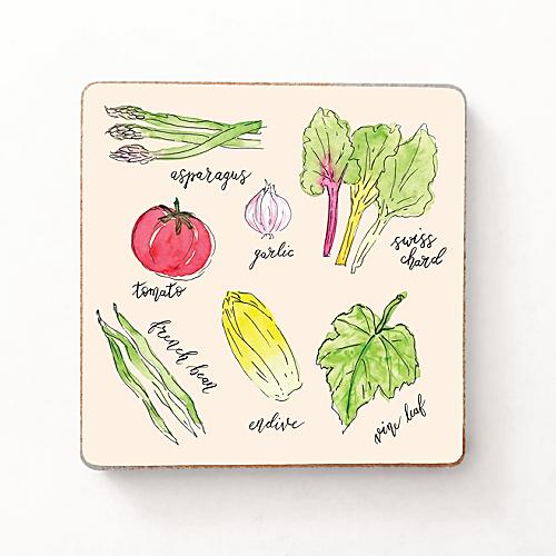 Illustrated Vegetables Wooden Fridge Magnet