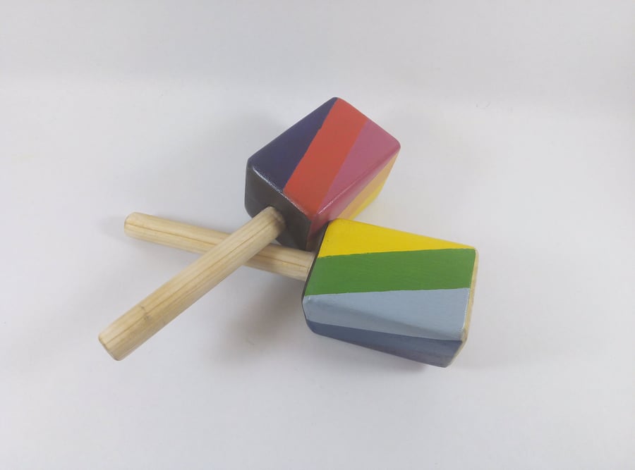Handmade Wooden Rainbow Rattle Toy. Montessori toy Music Instrument. Newborn gif
