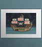 Ghostly pirate ship, Ghosts of Summer, 90s nostalgia, A4 art print - Image 3