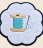 Needle and Thread Candle Coaster - Embroidered Sewing Lover Decor - Image 3