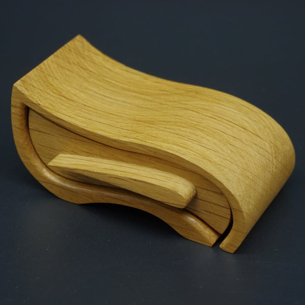 Handmade small wooden trinket, jewel box. Bandsaw Box.