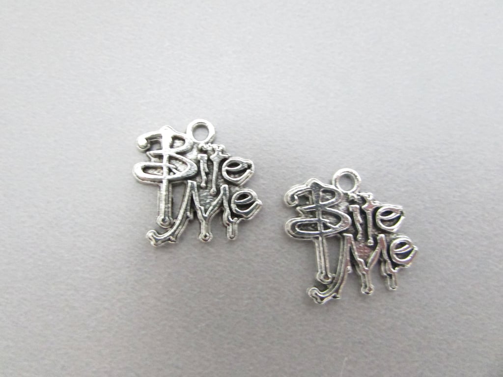 Bite Me Vampire Tibetan silver Jewellery Charm x 2