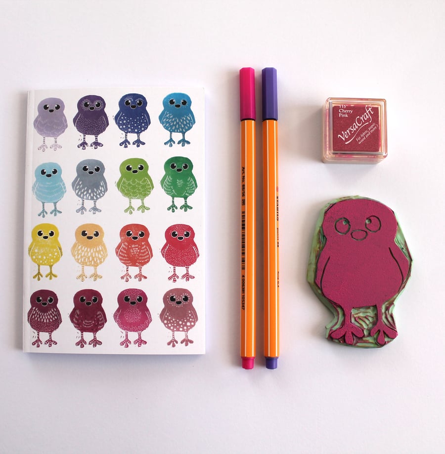 Rainbow Doodle Bird A6 Notebook