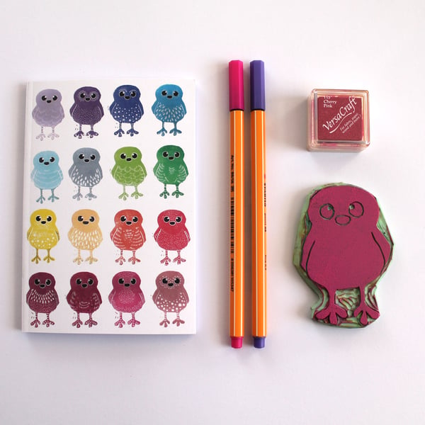 Rainbow Doodle Bird A6 Notebook