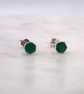 Green Onyx Facet 4mm Gemstone 6 Prong Sterling Silver Stud Earrings. - Image 5