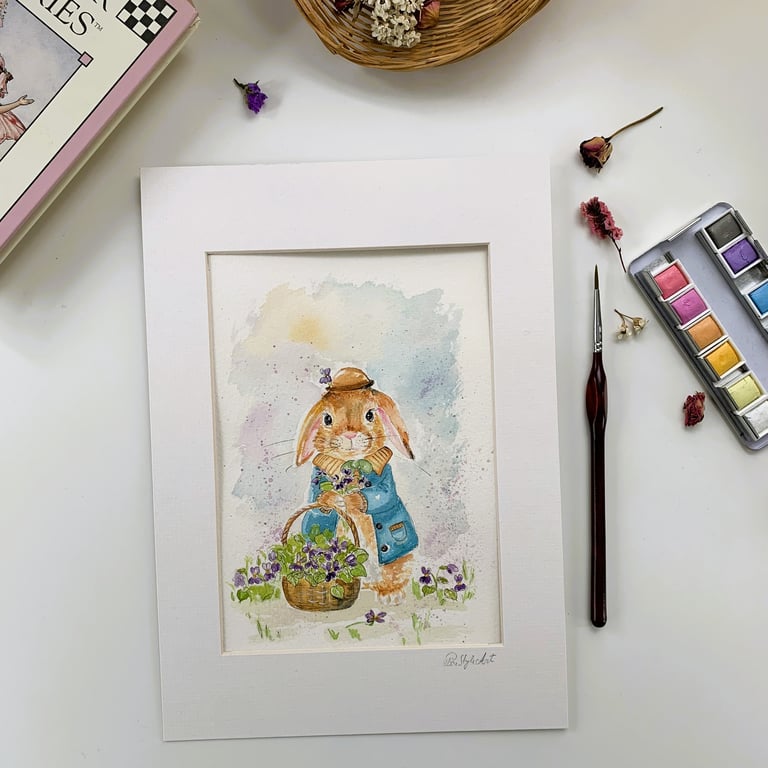 February Bunny - Bunny art - Children's room decor
