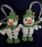 Christmas Snowball Snowmen set of two hanging decorations - Image 3