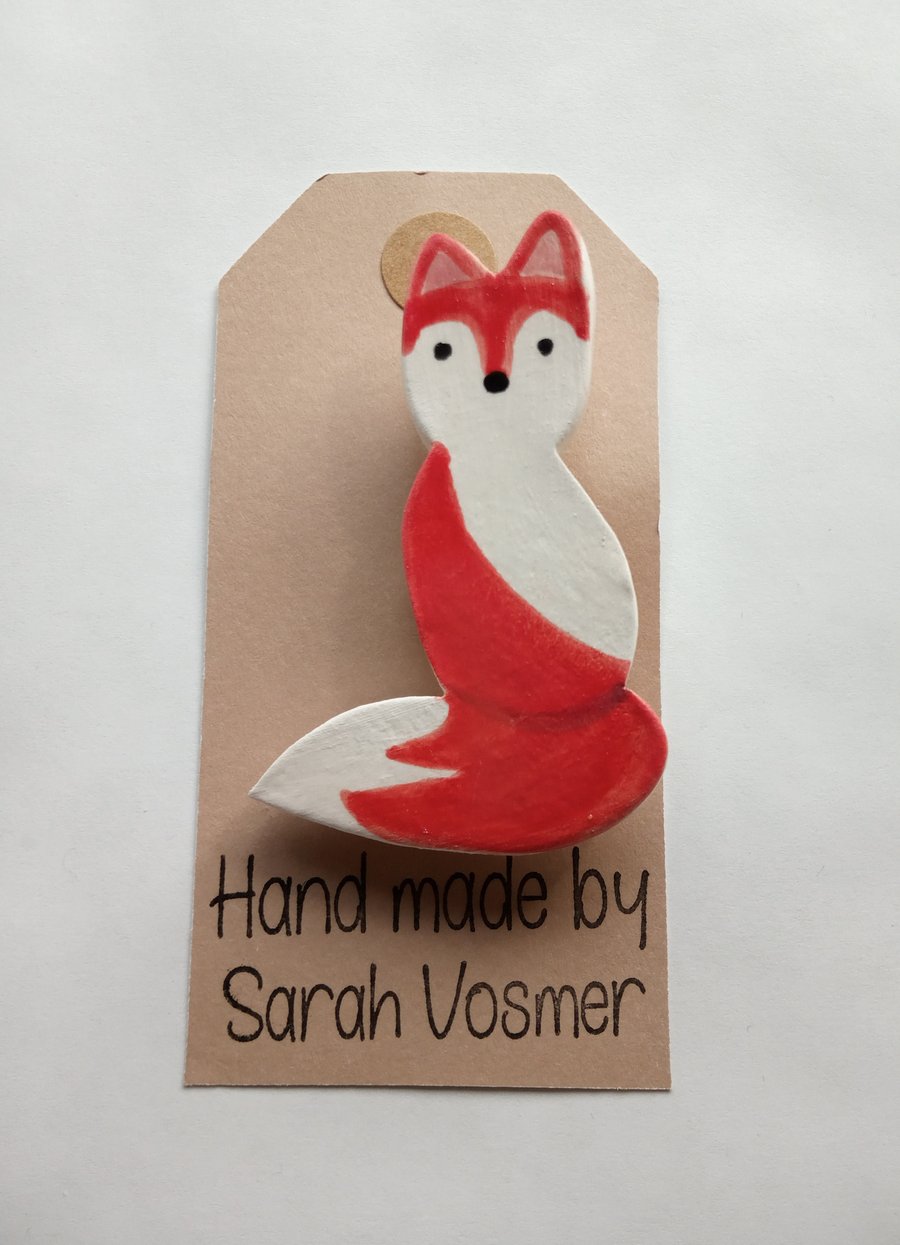 Ceramic Fox Brooch