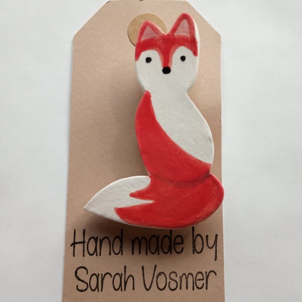 Ceramic Fox Brooch