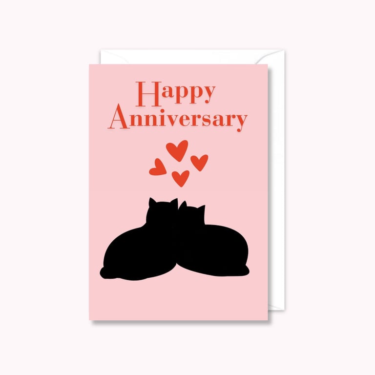 Wedding Anniversary Greeting Card: Black Cat Lover Card (703)