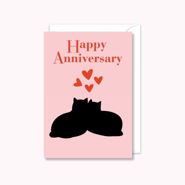 Wedding Anniversary Greeting Card: Black Cat Lover Card (703)