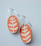 Orange leaf oval earrings - Image 2