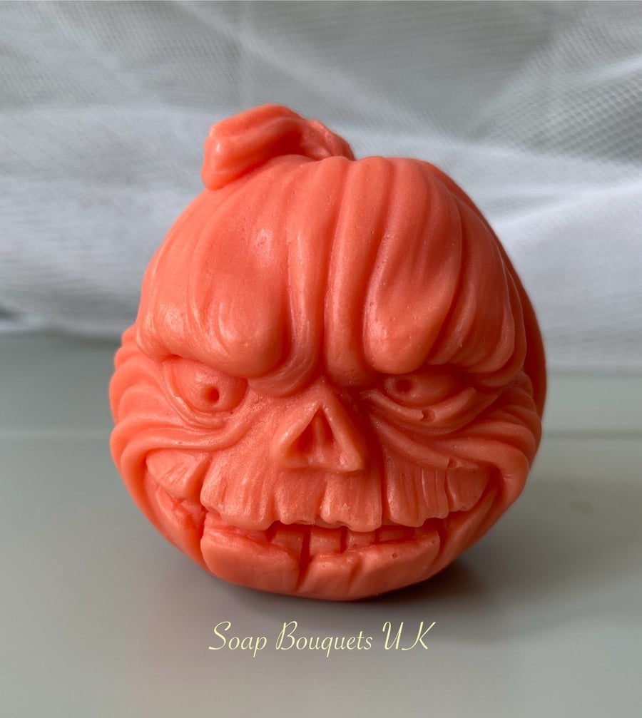 Vegan Halloween Pumpkin Soap Bar - Creepy Jack-o'-Lantern Gift & Halloween Decor