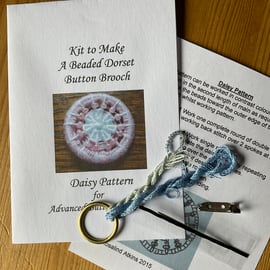 Kit for a Beaded Dorset Button Brooch, Daisy Design BD9