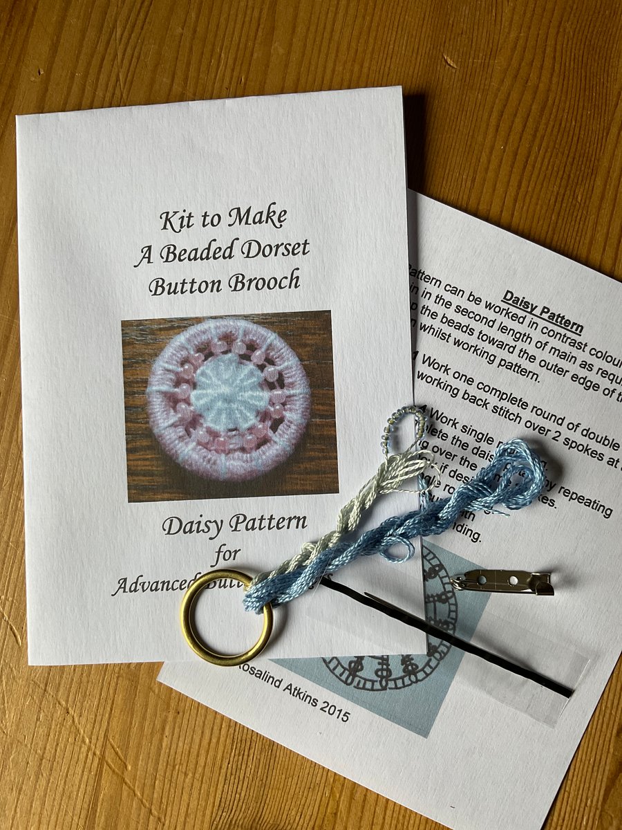 Kit for a Beaded Dorset Button Brooch, Daisy Design BD9