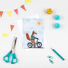 'Fox cycling' greetings card