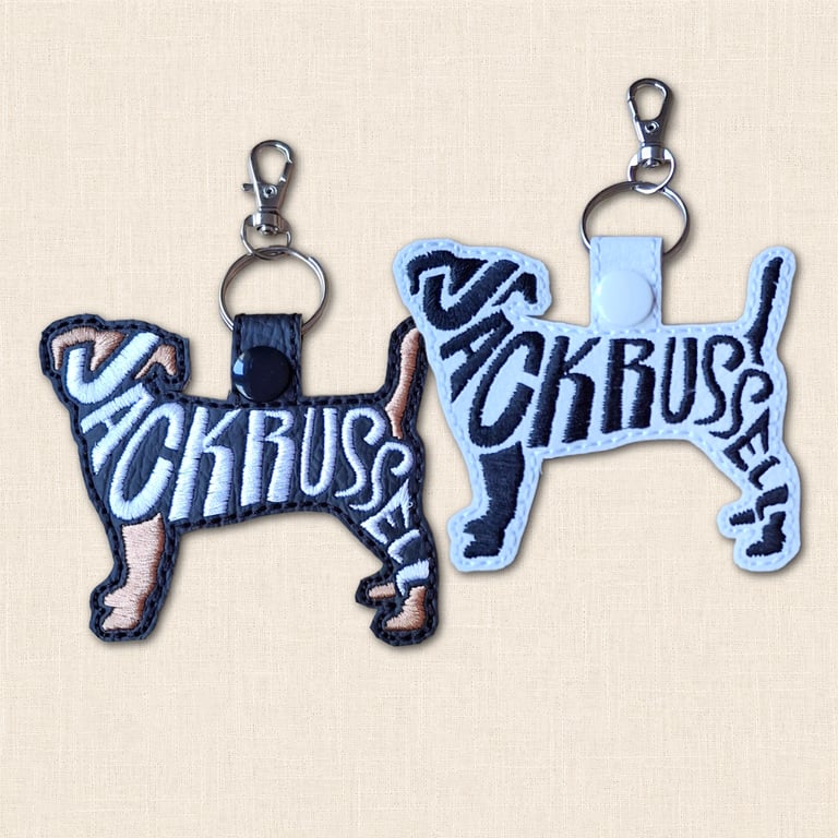 Jack Russell Keyring - Dog Silhouette Word Art Accessory
