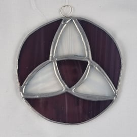 573 - Stained Glass purple and white Celtic Circle- handmade hanging decoration,