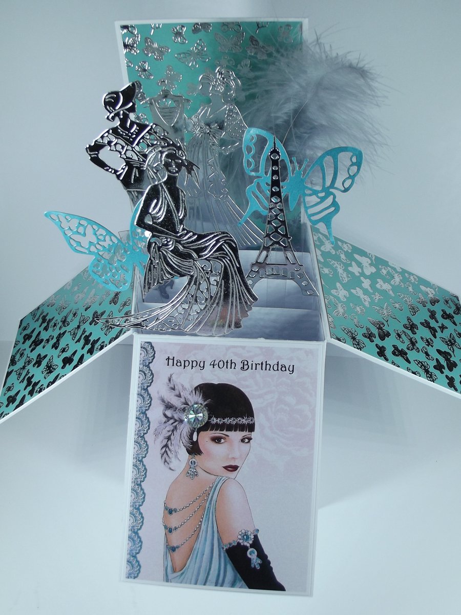 Ladies 40th Art Deco Birthday Card
