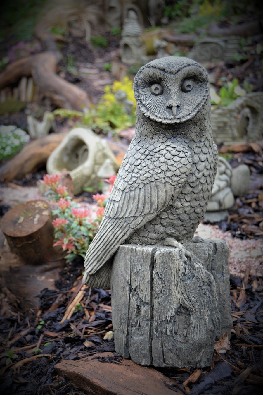 Bernie the Barn Owl Stone Garden Ornament