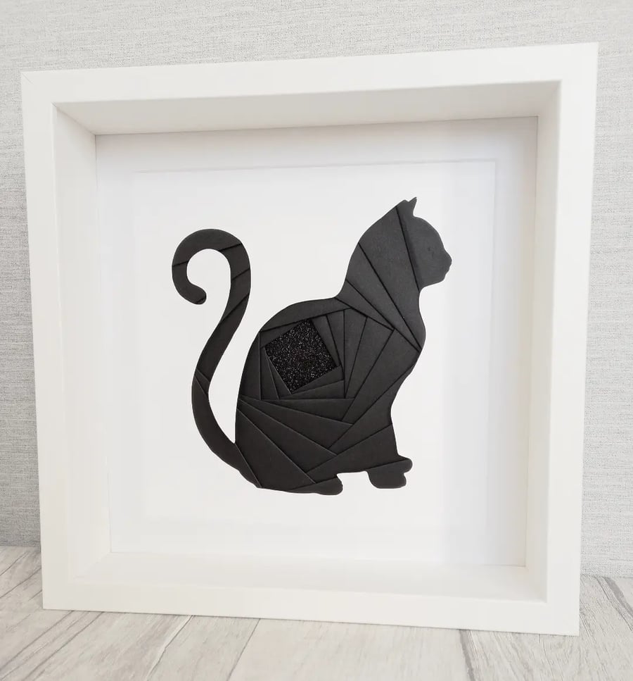 Cat Frame, Iris Folded Cat, Cat Memorial Frame, Mothers Day Gift, Cat Decor 