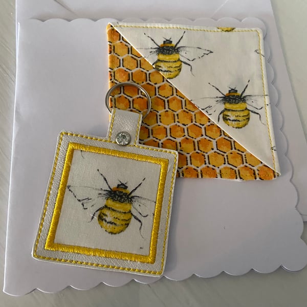 Handmade Bee Corner Bookmark & Keyring Set