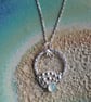 Fused sterling silver granulation pendant, chalcedony cabochon setting, handmade - Image 8