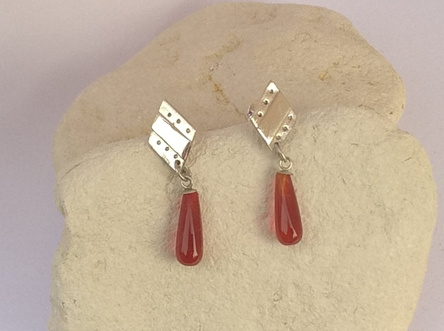 Dot & Dash Carnelian Ear Studs