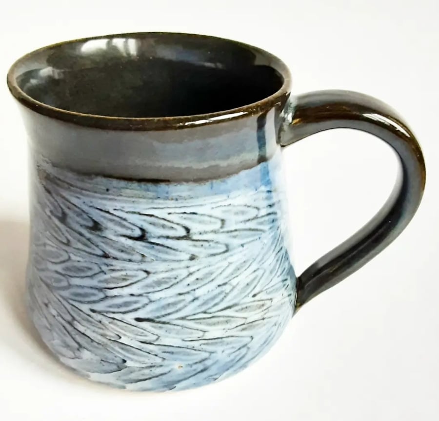 Mug - Hand Thrown Stoneware Ceramic Blue Glazed Mug 