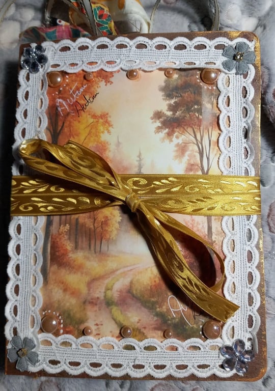 Hand Made beautiful AUTUMN Themed Large Journal with original art and designs
