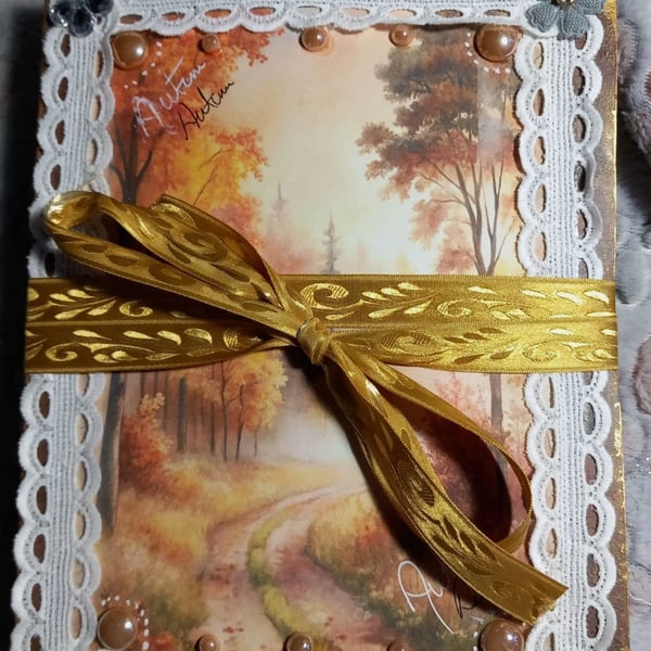 Hand Made beautiful AUTUMN Themed Large Journal with original art and designs
