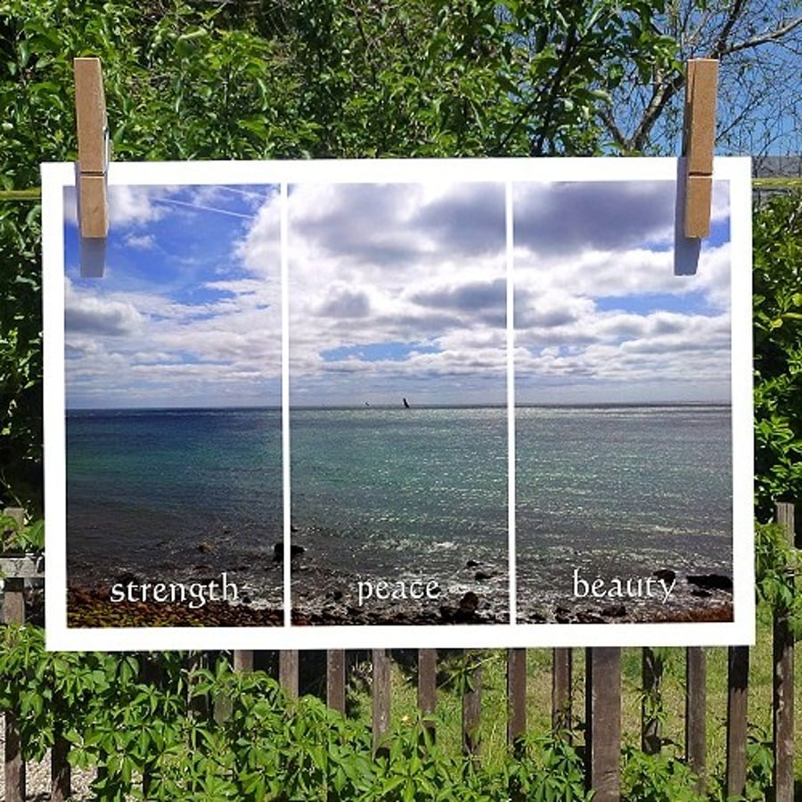‘Inspirational Sky Views’- A4 print: Strength, Peace, Beauty (Seascape)