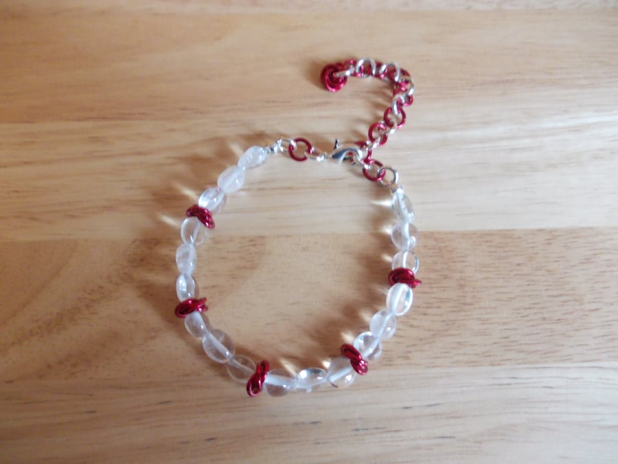 Clear quartz and chainmaille bracelet