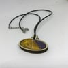 Purple and Yellow Abstract wet felted Necklace