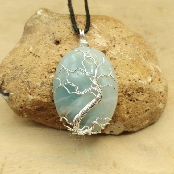 Wire Wrap Amazonite tree of life pendant necklace
